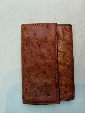 BV Brown Ostrich-Pattern Leather WOMen's key holder - Classic Fold